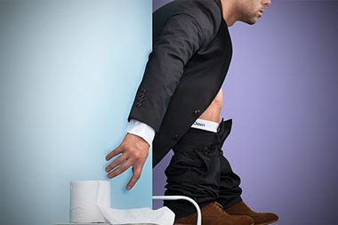 Felix Ossa - Domestic - Image of a man sitting on a toilet